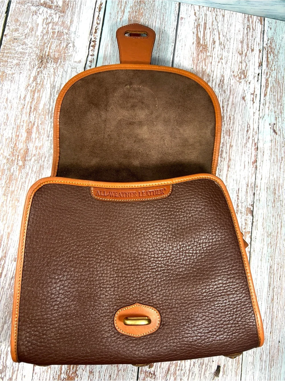 🦆 DOONEY & BOURKE ESSEX AWL PEBBLED BROWN AND BRITISH TAN CROSSBODY VINTAGE - Picture 9 of 16